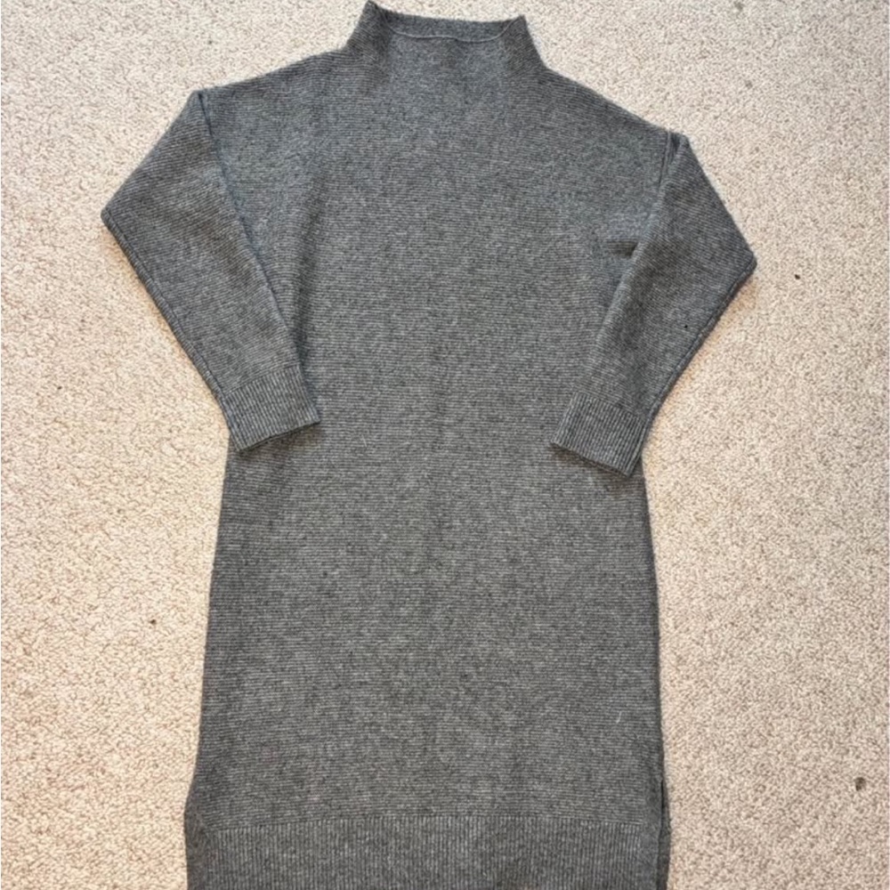 Gray Knit Sweater Dress Mock neck turtleneck large